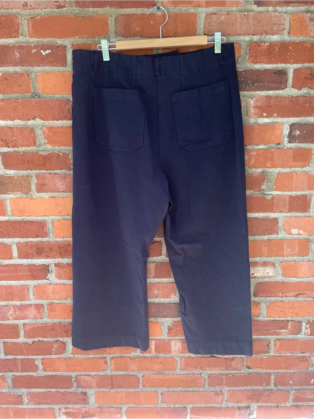 Quince Ponte Wide Leg Cropped Pants Navy Blue Size 16 EUC - Picture 14 of 14